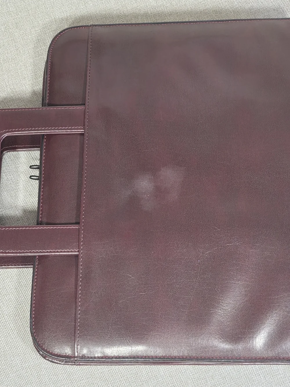 Vintage Burgundy Leather Zip Portfolio Organizer
